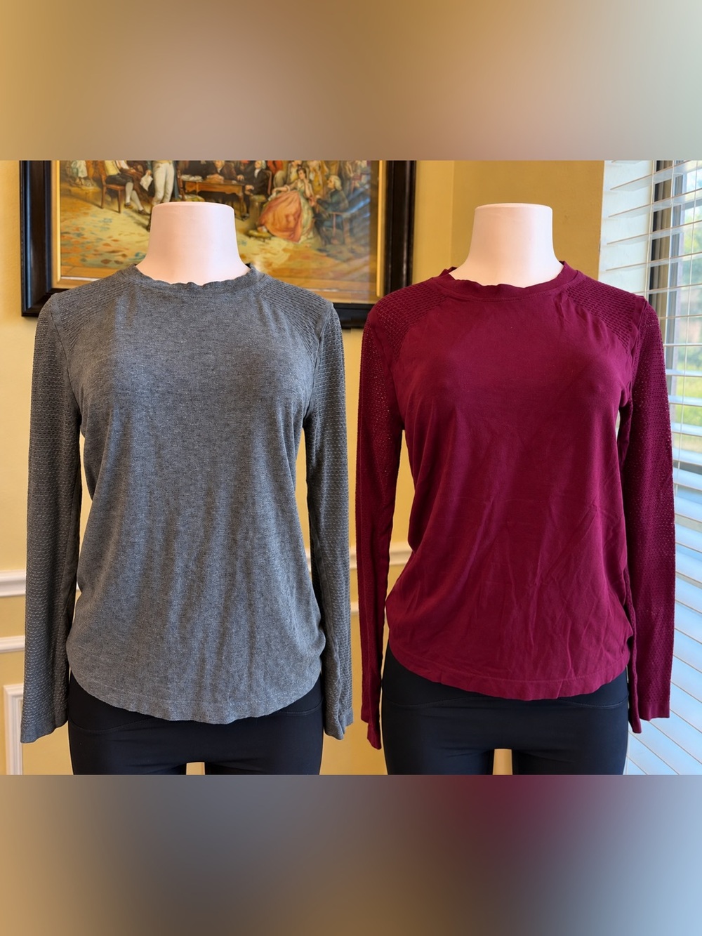 Bundle of Women’s Long-Sleeve Crewneck Top in Burgundy and Gray